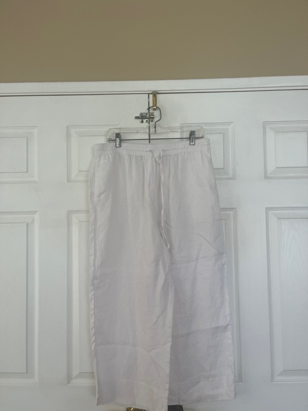 DKNY Linen cropped Pants drawstring wide leg pockets pullon